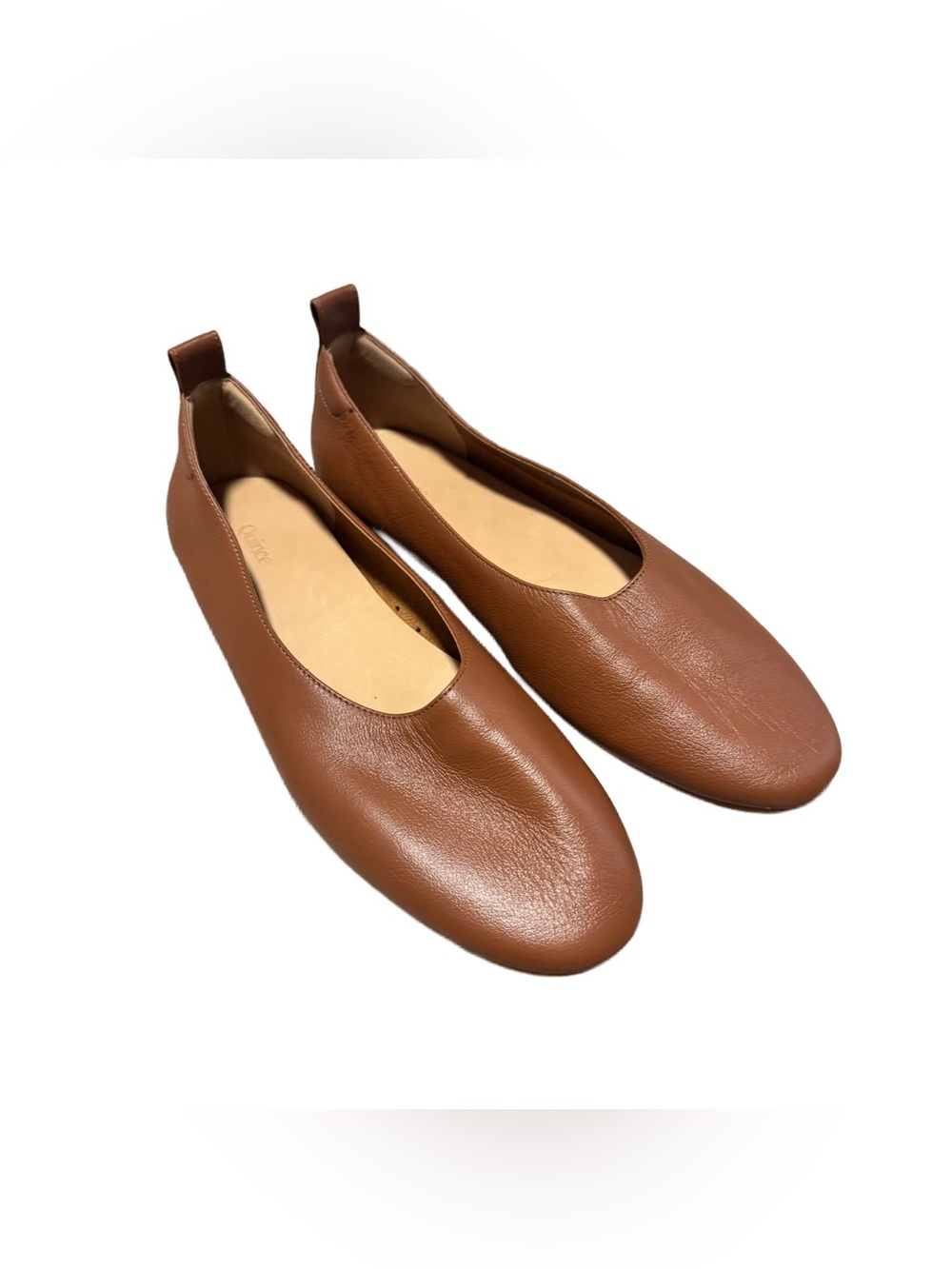 Quince Italian Leather Glove Ballet Flat Cognac Women's 8 Minimalist Casual Shoe - Picture 2 of 7